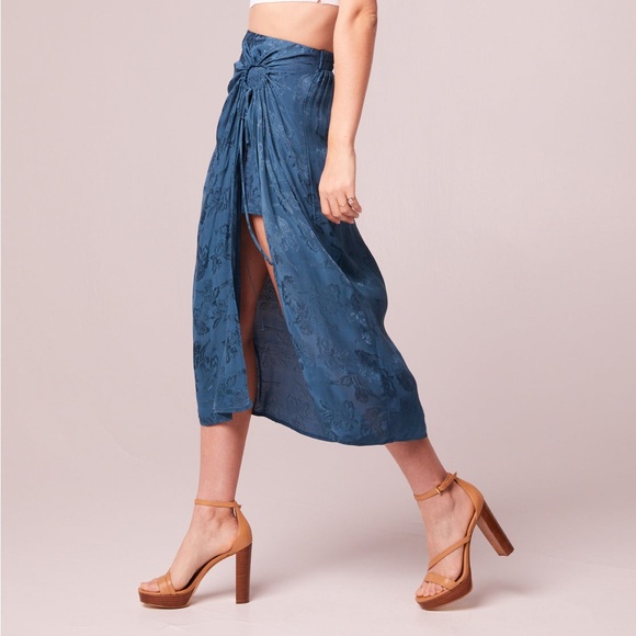 Band of the free CELENE DEEP TEAL LAYERED MIDI SKIRT - Picture 4 of 10